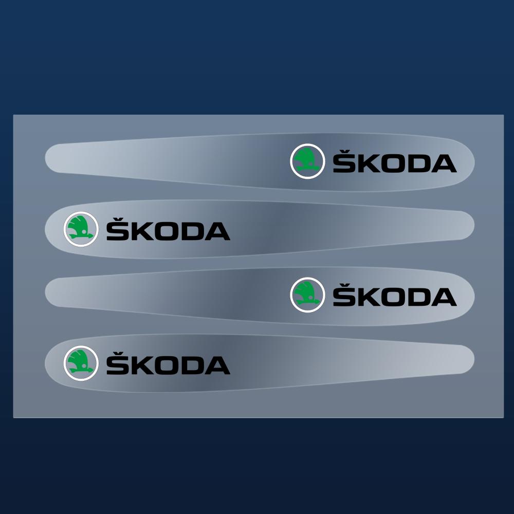 BTL3 4/8Pcs PVC Door Handle Cup Badge Sticker Door Bowl Decal For Skoda Octavia A2 A5 Rapid Fabia Superb Kodiaq Scala Karoq Kamiq VRS