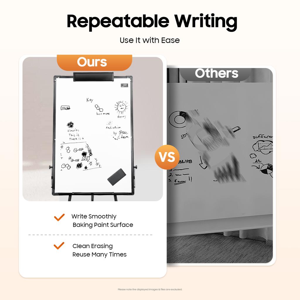 Large 36x24 Inch Magnetic Dry Erase Whiteboard Stand, Adjustable Height 38-62 Inches, Portable Flip Chart Easel with 6 Magnets