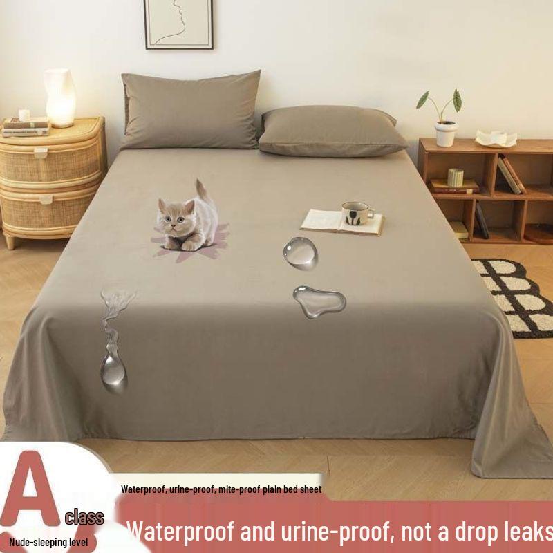 Stain-Proof Waterproof Bed Sheet & Pillowcase Set - Single Piece, Universal for All Seasons, Ideal for Students, Babies & Pets