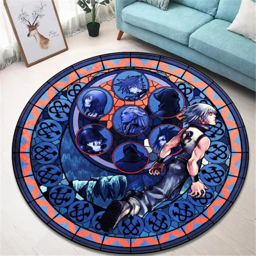 Игривый круглый ковер в стиле K-Kingdom Hearts для игровой комнаты, гостиной, спальни. Забавный декор в стиле ретро-геймера. Напольный коврик, вращающееся кресло