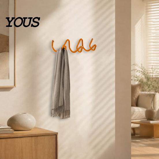 Wall Mount Key Holder Decorative Wave Hook, Nordic Style Iron Art Three Entryway Hooks Mounted Storage Rack for And Living Room Modern Organizer