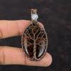 Tree Of Life Mahogany Obsidian Pendant Rainbow Moonstone Pendant Copper Wire Wrapped Pendant Unique Copper Jewelry Handmade Gemstone Pendant