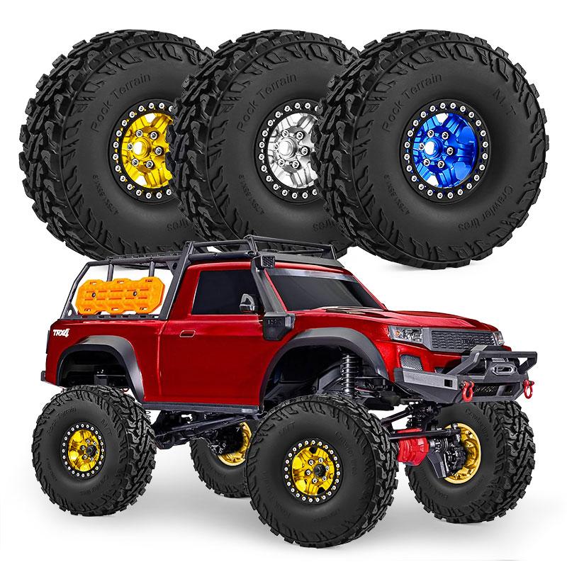 1.9 Inch Beadlock Wheels and Tires 12mm Hex for TRX4 SCX10 Capra Enduro TRX6 D90 Gen8 AXI03007 RC Crawler
