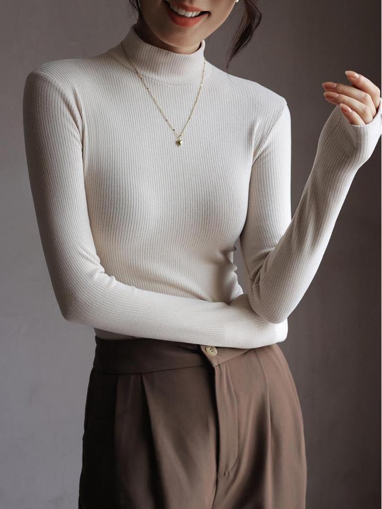 Рубашка из немецкого бархата с длинными рукавами и воротником средней высоты для женщин — идеально подходит для осени и зимы