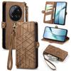 For Xiaomi 15 Ultra Zipper Wallet Case Geometry Lines Leather Phone Cover with Strap