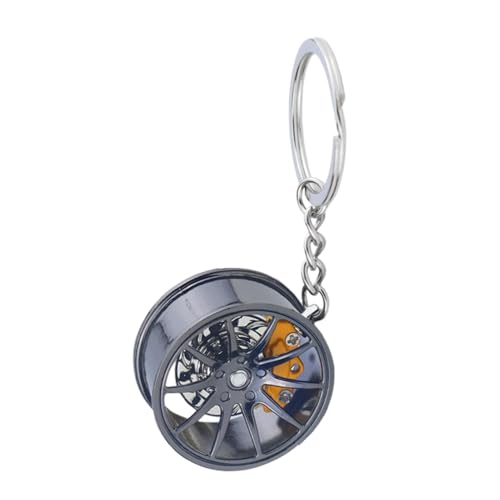 jopiuieo Брелок для ключей в виде ступицы колеса | Брелок для ключей в виде обода шины автомобиля - Брелок в виде ступицы колеса автомобиля, желтый