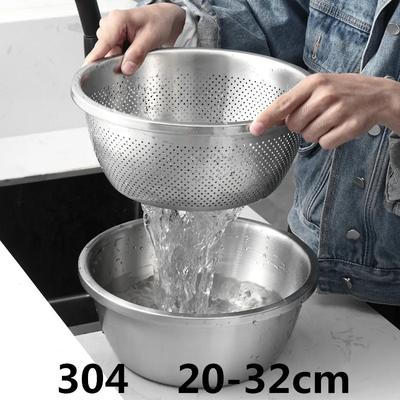 Сливная корзина из нержавеющей стали 304, раковина для мытья овощей и риса, сито для мытья с целью предотвращения утечки воды, сетка для фильтра кунжута, миски с отверстиями для фруктов