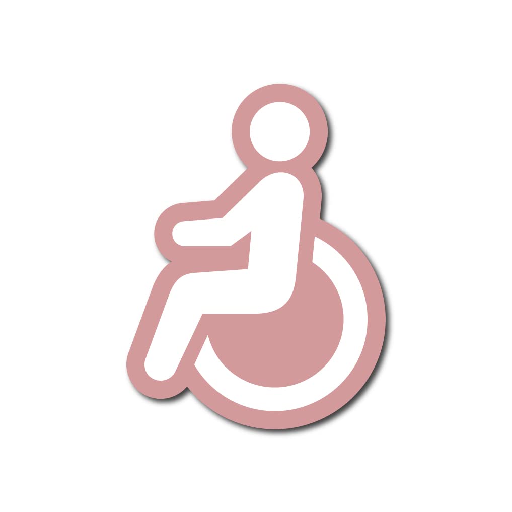 Wheelchair Mark Magnet, Simple, 6 Colors, Height 4.7 Inches (12 Cm) (Matte (Matte), Pink