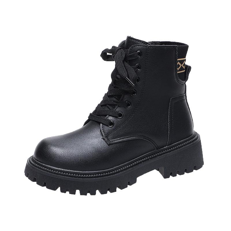 Женские ботинки Мартин, новые зимние бархатные кожаные ботинки на шнуровке, женская платформа, модные короткие ботинки в британском стиле для женщин