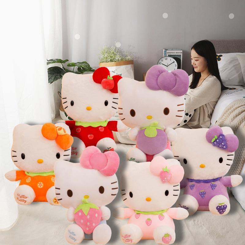 Cute And Cuddly Hello Kitty Cat Plush Toy With Strawberry And Bamboo