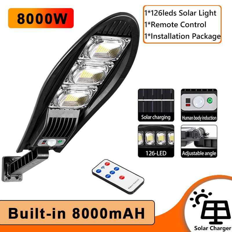 Модернизированный уличный фонарь на солнечной энергии 10000 Вт, 168 светодиодов, уличный водонепроницаемый светодиодный светильник для садовой стены, солнечная лампа с регулируемым углом, встроенная 10000 мАч