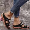 Summer Women Wedge Sandals Premium Orthopedic Open Toe Slipper Vintage Anti-slip Leather Casual Female Platform Embroidered Shoes