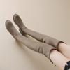 Flock Autumn Winter Shoes Low Heels Stretch Stovepipe Boots Round Toe Keep Warm Slip On Elastic Over-the-knee Boots
