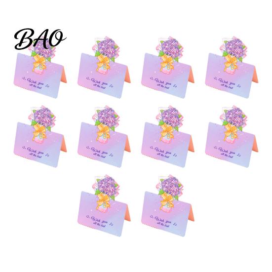 Holiday Blessing Card 10Pcs 3D Bouquet Greeting Card, Thank You Best Wishes Kit Folding Floral Note for Mother's Day Father's Birthday Thick
