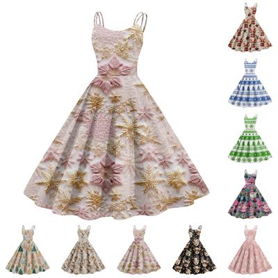 Женское модное сексуальное коктейльное платье без бретелек с рождественским принтом в стиле панк, винтажное платье.