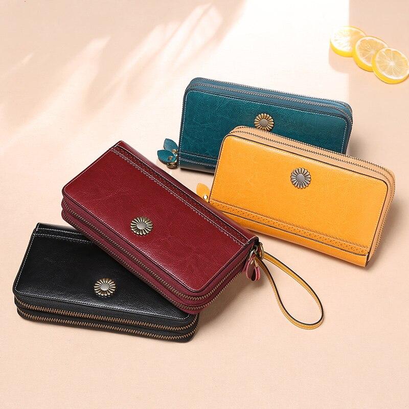 Кошельки из натуральной кожи Zency, новинка 2021 года, роскошная мода для женщин, кошелек с множеством отделов, длинный женский кошелек большой вместительности