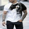 Men's 3D Eagle Digital Printed Polyester Fiber Short Sleeve T-shirt Fashion Round Neck Summer Top