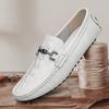 Fashion Men White Casual Shoes Luxury Brand Leather Mens Loafers Elegantes Comfortable Slip On Driving Shoes Dress Male Flats Moccasins