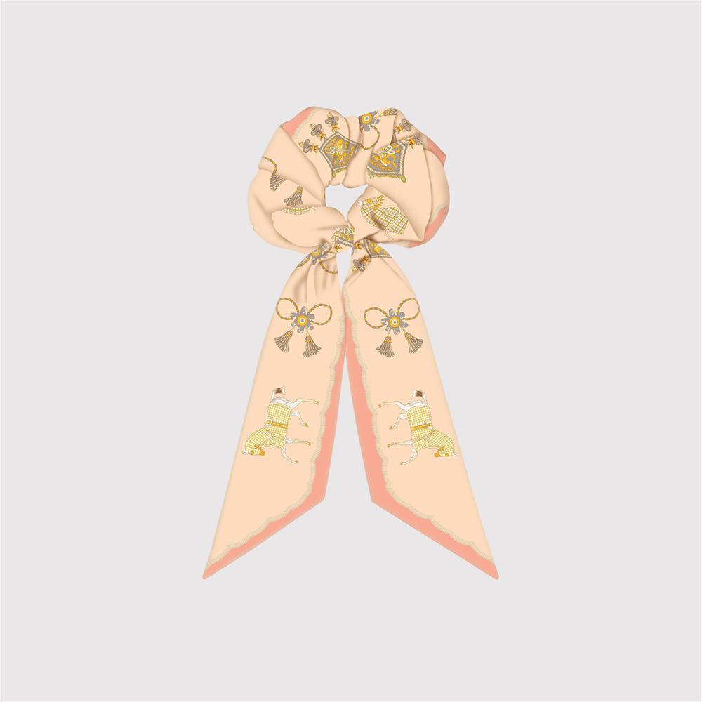 Большие резинки для волос из натурального шелка, резинки, завязки для волос, с принтом цепочки, эластичные резинки для волос, для хвостика, женские, элегантные, аксессуар для волос в виде шарфа