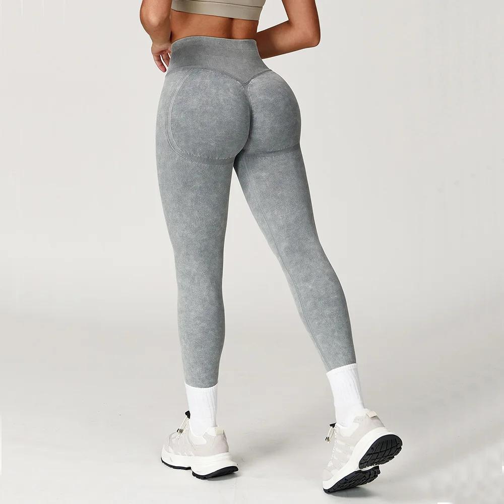 Seamless High Waist Ribbed Sports Leggings for Women - Scrunch Bum Gym Tights, Yoga Pants, Fitness Workout Clothes