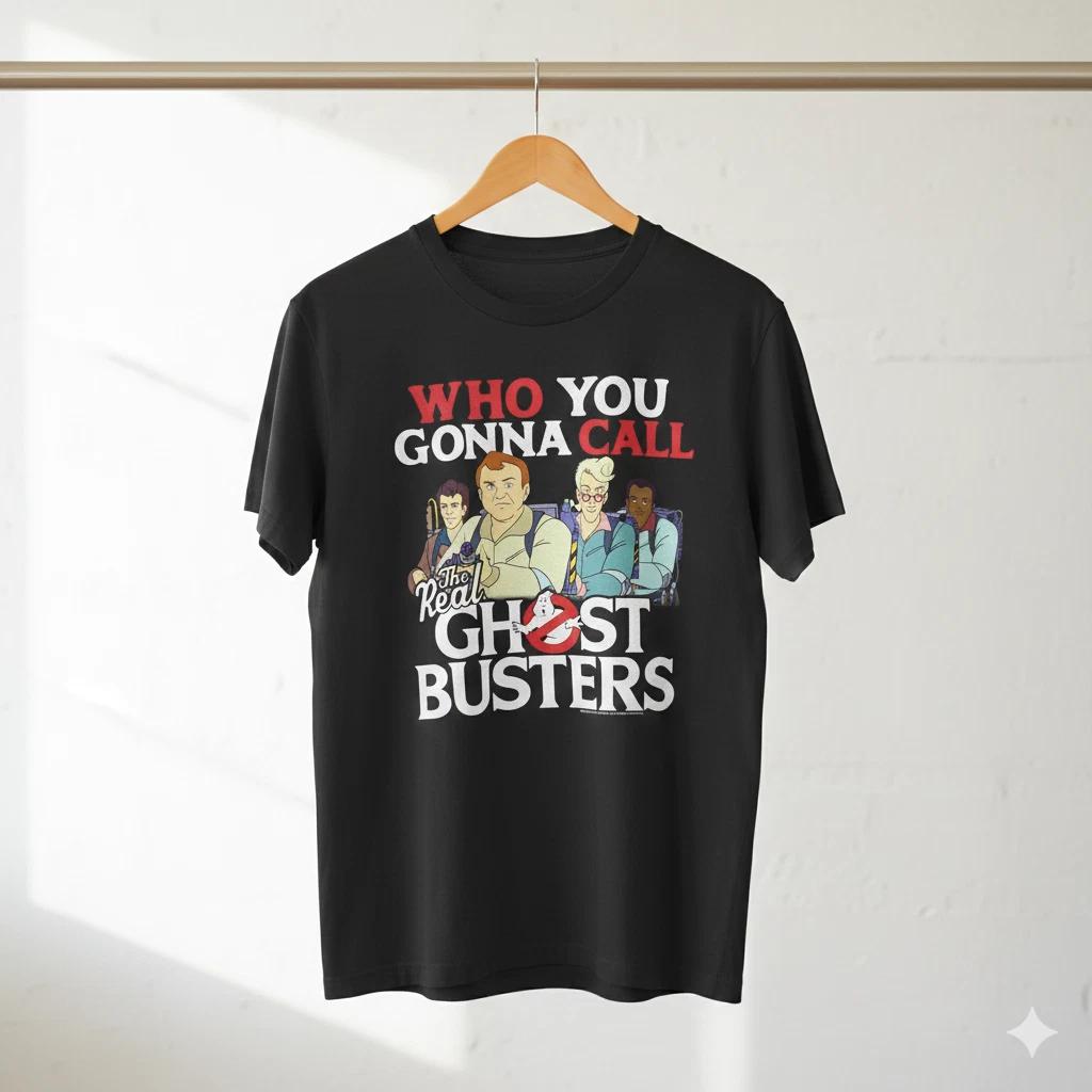 Ghostbusters Who You Gonna Call Graphic T-Shirt Black Movie Cartoon Tee - T478