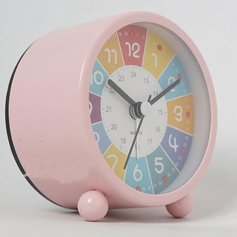 Children Rainbow Alarm Clock Cartoon Luminous Silent Non-ticking Table Clocks For Bedroom Home