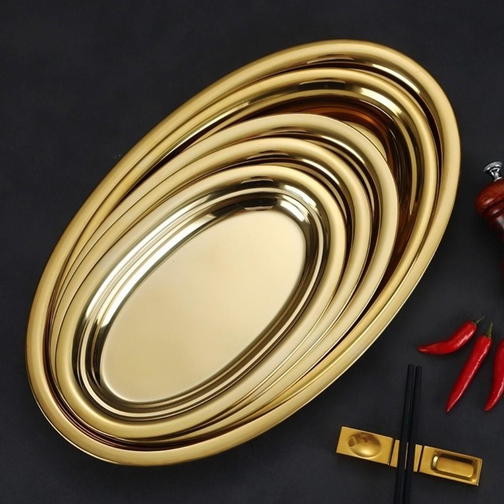 Oval Shape Barbecue Plate Stainless Steel Large Serving Plate New Steamed Fish Plate Kitchen Use