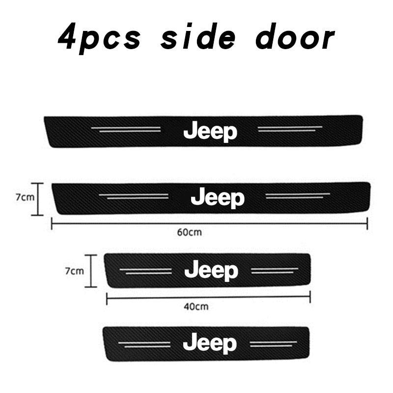 Car Door Plate Carbon Fiber Threshold Protector Sticker Decals For Jeep Renegade Wrangler Cherokee Compass Patriot Accessories AJS1