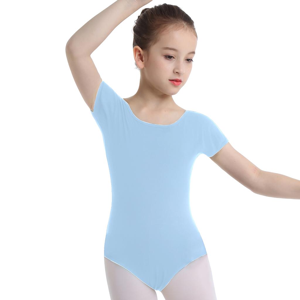 Girls' Team Basic Short Sleeve Leotard Kids Ballet Dance Gymnastics Leotards Dancewear Costume