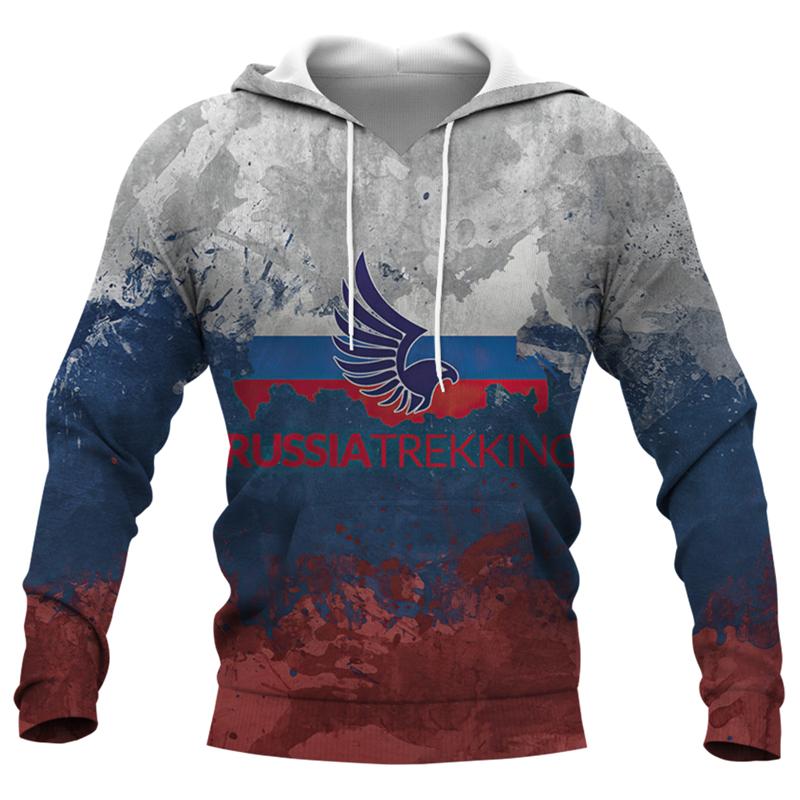Толстовка с капюшоном с изображением российского флага для мужчин, верхняя часть, пуловер с капюшоном и эмблемой российского орла, 3D-принт CCCP RUS, новинка в категории толстовки и свитшоты с капюшоном