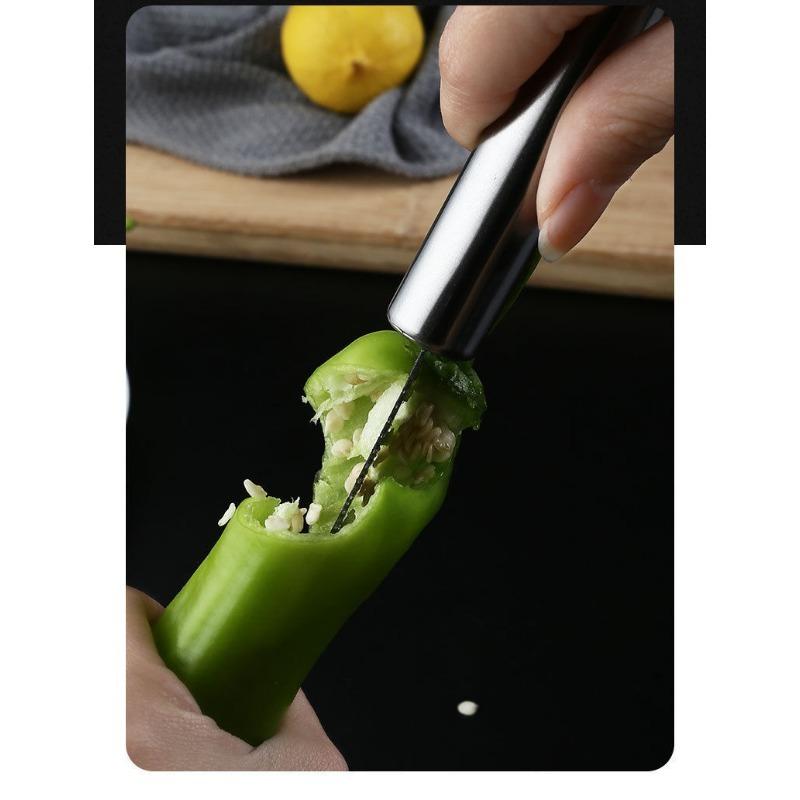 Pepper To The Core To Seed Green Pepper Household Kitchen Utensils Household Stainless Steel Corer Does Not Hurt Hands Not Hot Hands Fast
