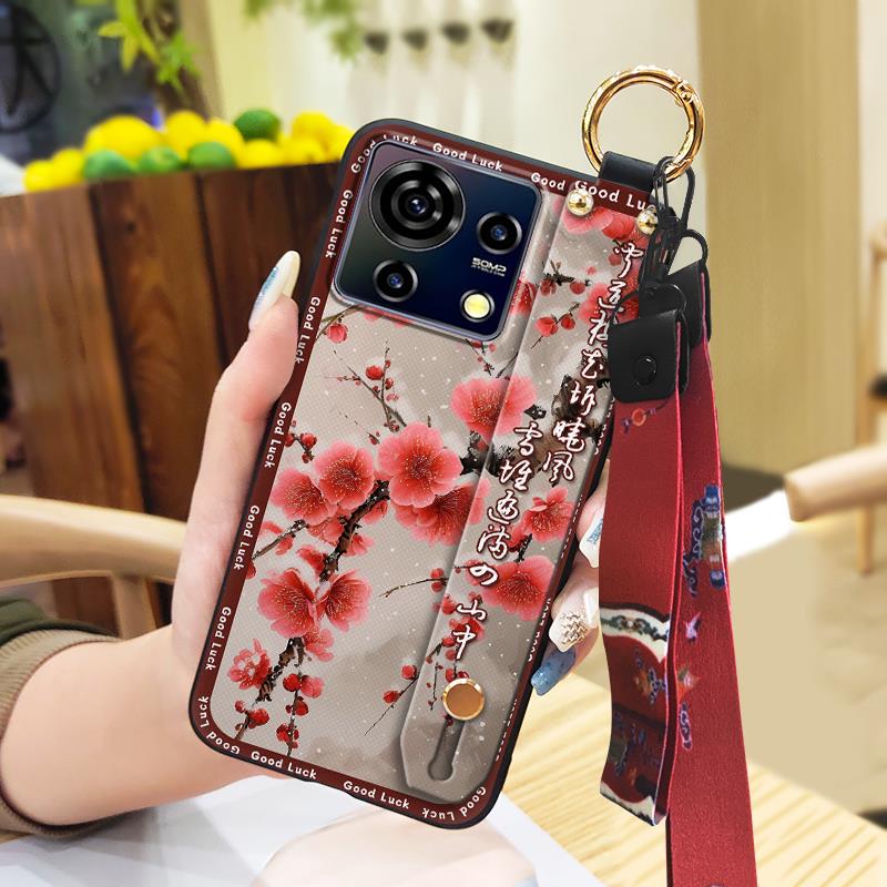 Protective Soft case Phone Case For ZTE Blade V50 Vita Fashion For Mom Shockproof Wristband Elderly lady Wrist Strap