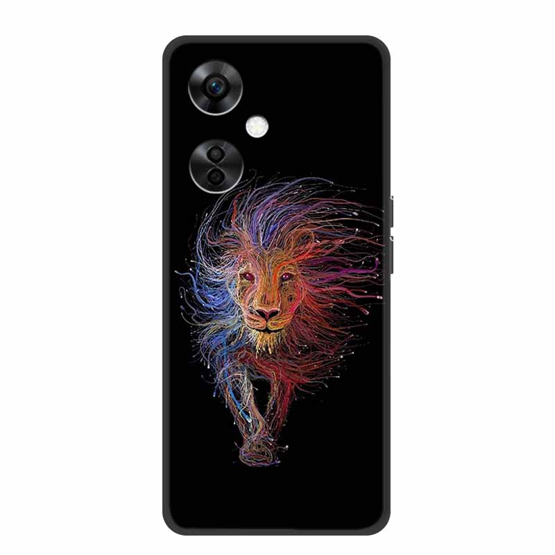 Чехлы для OnePlus Nord CE 3 Lite 5G Черный Силикон Мягкий Милый Кот Роза Чехол Для OnePlus Nord CE 3 5G Сердце Лев Роскошные TPU Чехлы