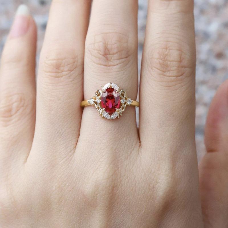Popular pigeon blood ruby ring fashion accessory ins hot selling RUBBY RING