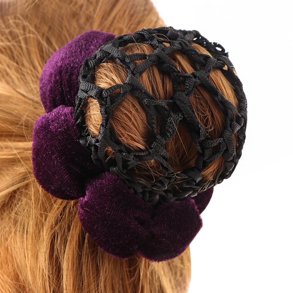Fashion Lace Velet Edge Dance Skating Ballet Crochet Snood Hair Nets Bun Cover Updo Styling Tool