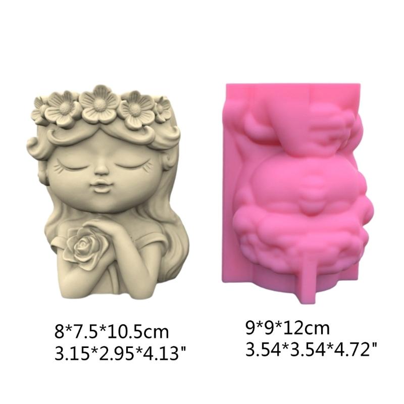 Flower Pot Silicone Mold Angel Girl Succulent Planter Concrete Mold DIY Craft Resin Epoxy Mold DIY Pen Holder Decoration