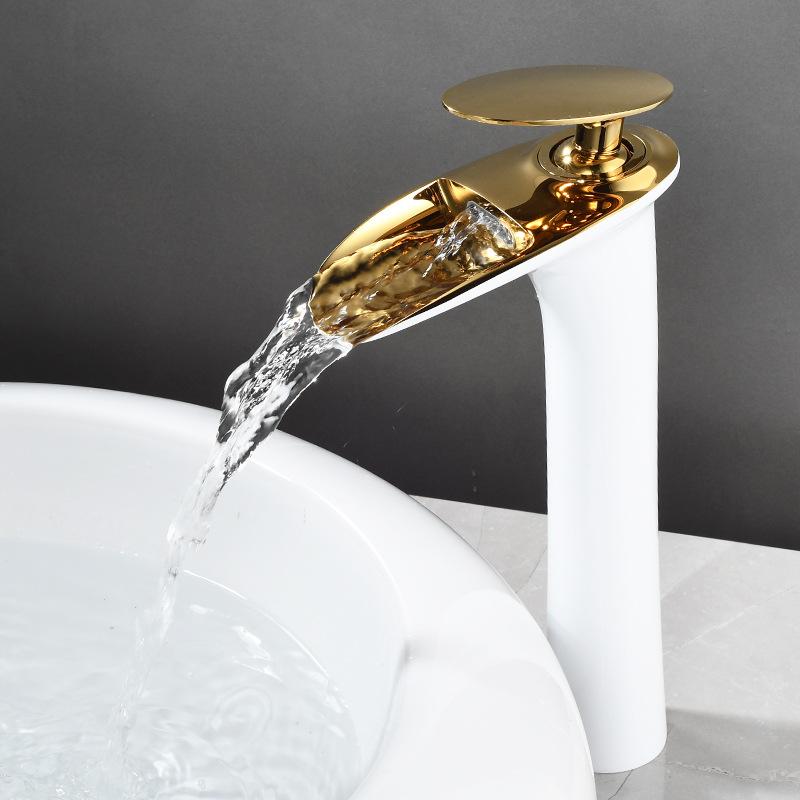 Basin Faucets Waterfall Bathroom Faucet Single Handle Basin Mixer Tap Bath Antique Faucet Brass Sink Water Crane Silver