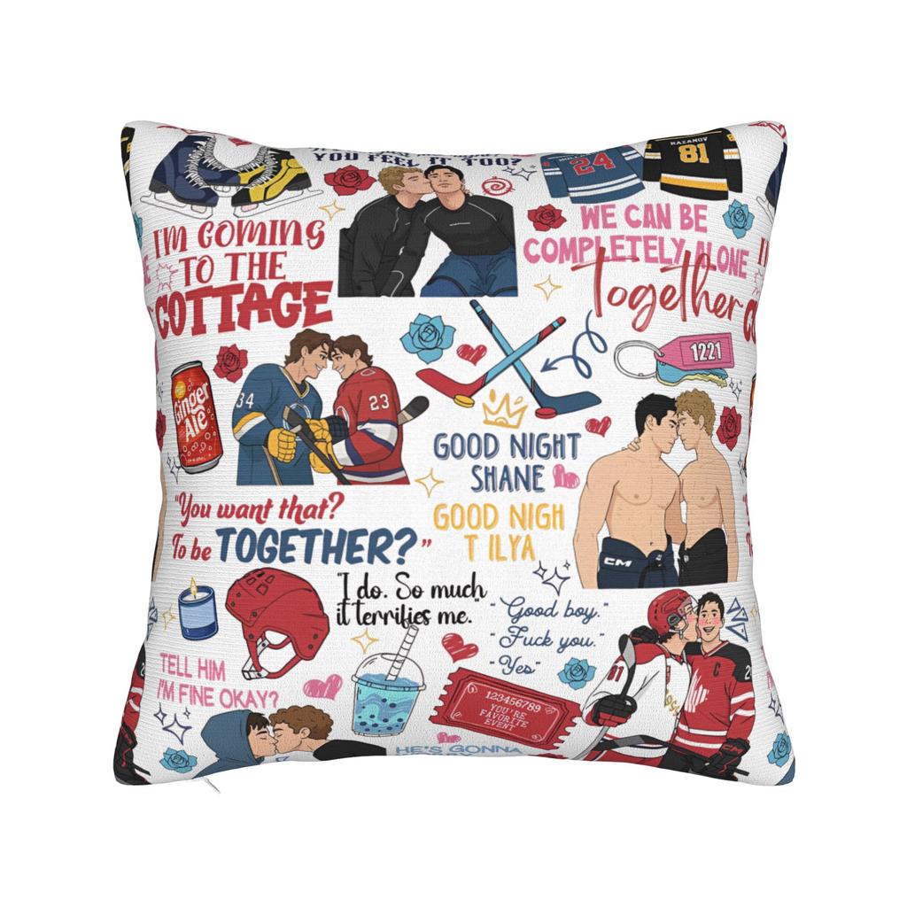 Heated Rivalry 21 Square Pillow Covers Polyester Car Cushion Case Cool Decor Pillowcase 45*45