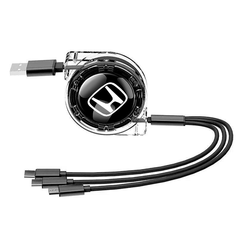 AAADJ1 3 In 1 Micro USB Type C Charging Cable Multi Charger For Honda Civic Accord Crosstour Spirior Odyssey Avancier UR-V Sienna CR-Z