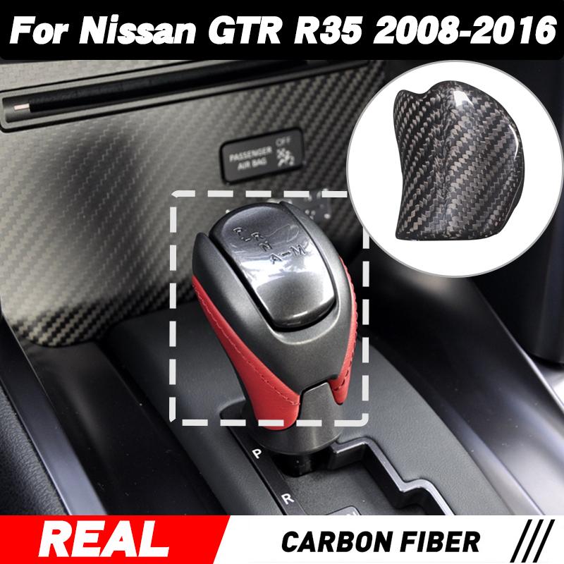 For Nissan GTR R35 2008-2016 Real Carbon Fiber Car Gear Shifter Head Cover Shift Handle Decorate Car Interior Accessories