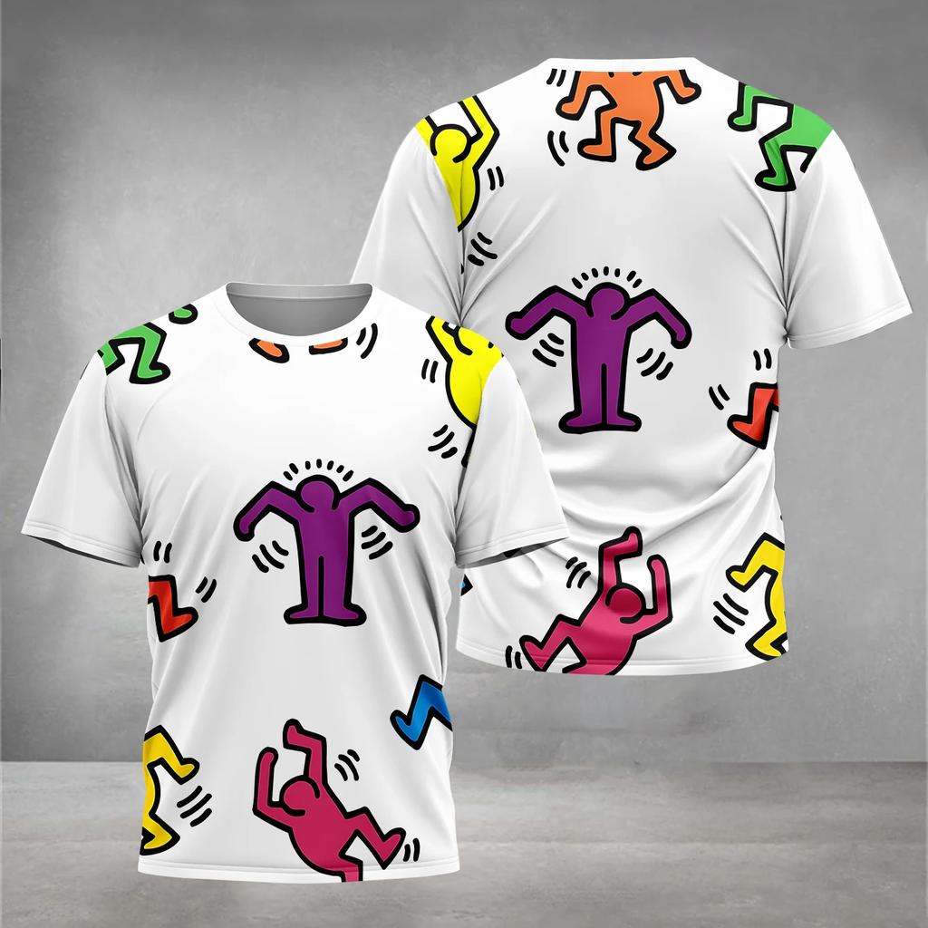 Детская 3D-печать Кейта Харингса Детская одежда от 5 до 14 лет Мужская футболка для мальчиков и девочек Детские рубашки