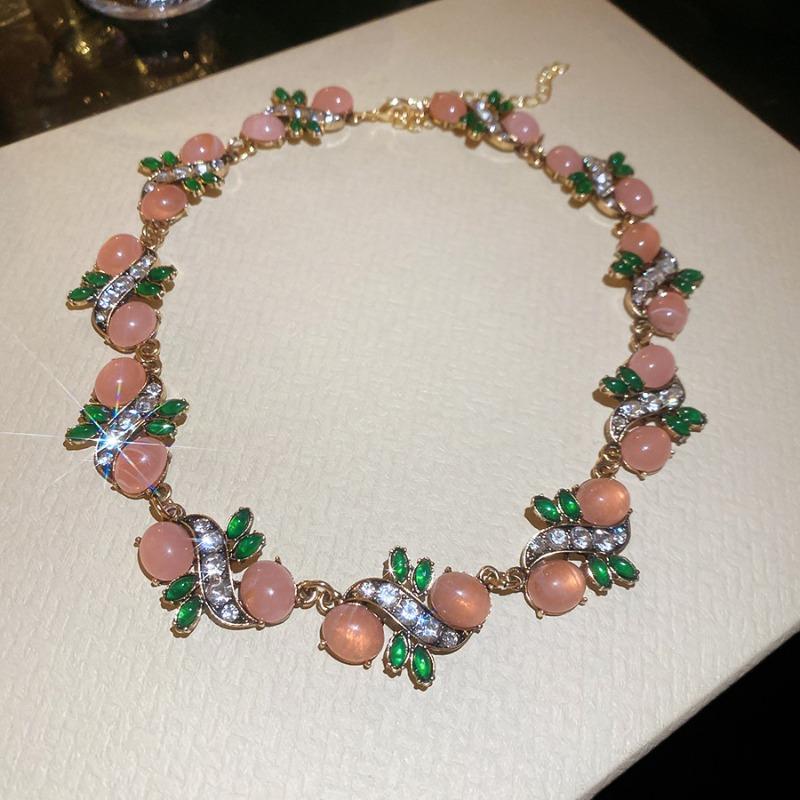 Wind Diamond Resin Oval Necklace Bracelet Earrings Elegant Temperament Jewelry Set Light Luxury High-end Jewelry