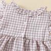 Girls Summer Cotton Plaid Dress Cute Butterfly Embroidery Smocked Flutter Sleeve A Line Thin Princess Dress for Kids