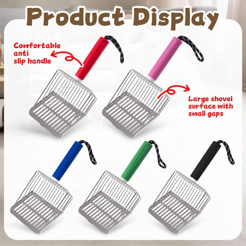 Cat Litter Scoop Detachable Handle 304 Stainless Steel