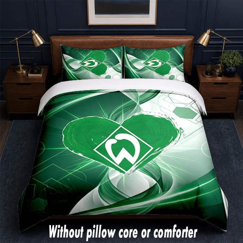 Werder Bremen Football Design Bed Bedding Set 1 Duvet Cover + 2 Pillowcases Soft Breathable Household Bed Linens