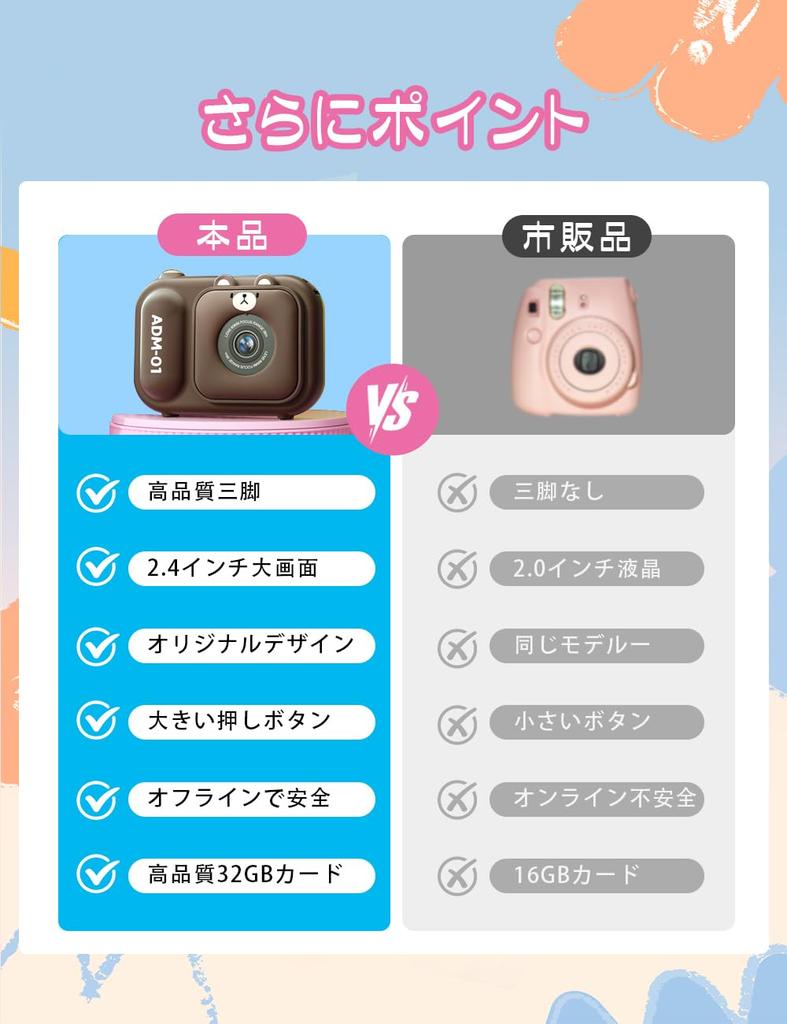 Цифровая игрушечная камера MOARS со штативом и селфи 48 МП спереди и сзади 720P 8x карта 32 ГБ, инструкция на японском языке, доступна в трех коричневых детских стиках,