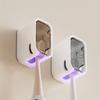2 шт. настенных держателей для зубных щеток с крышками, установка без сверления, многосекционный органайзер для гигиены ванной комнаты, решение для хранения зубных щеток