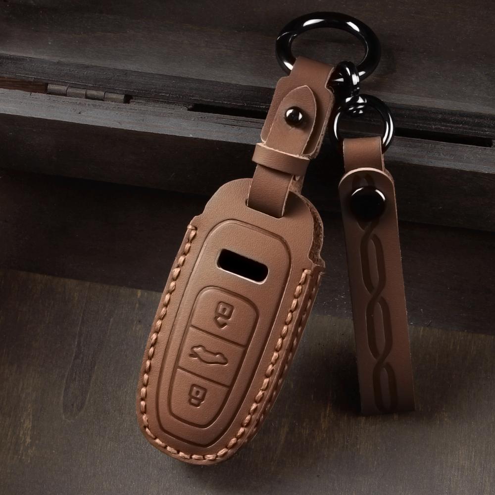 Leather Car Key Case Cover for A3 A4 B9 A6 C8 A7 S7 4K A8 D5 S8 Q7 Q8 SQ8 E-tron 18 2019 2020 2021 2022 2023