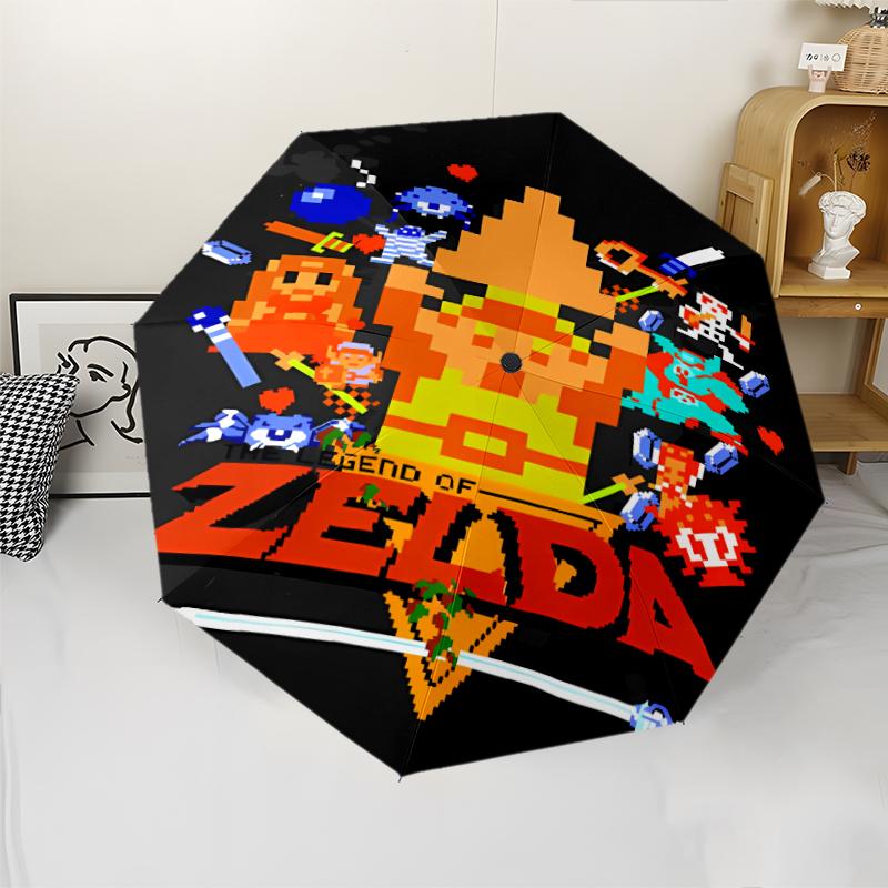 Z-Zelda Legends Print Automatic Umbrella, 8 Rib Iron Frame, Plastic Handle, Suitable for Outdoor Travel &Daily , Ideal Gift