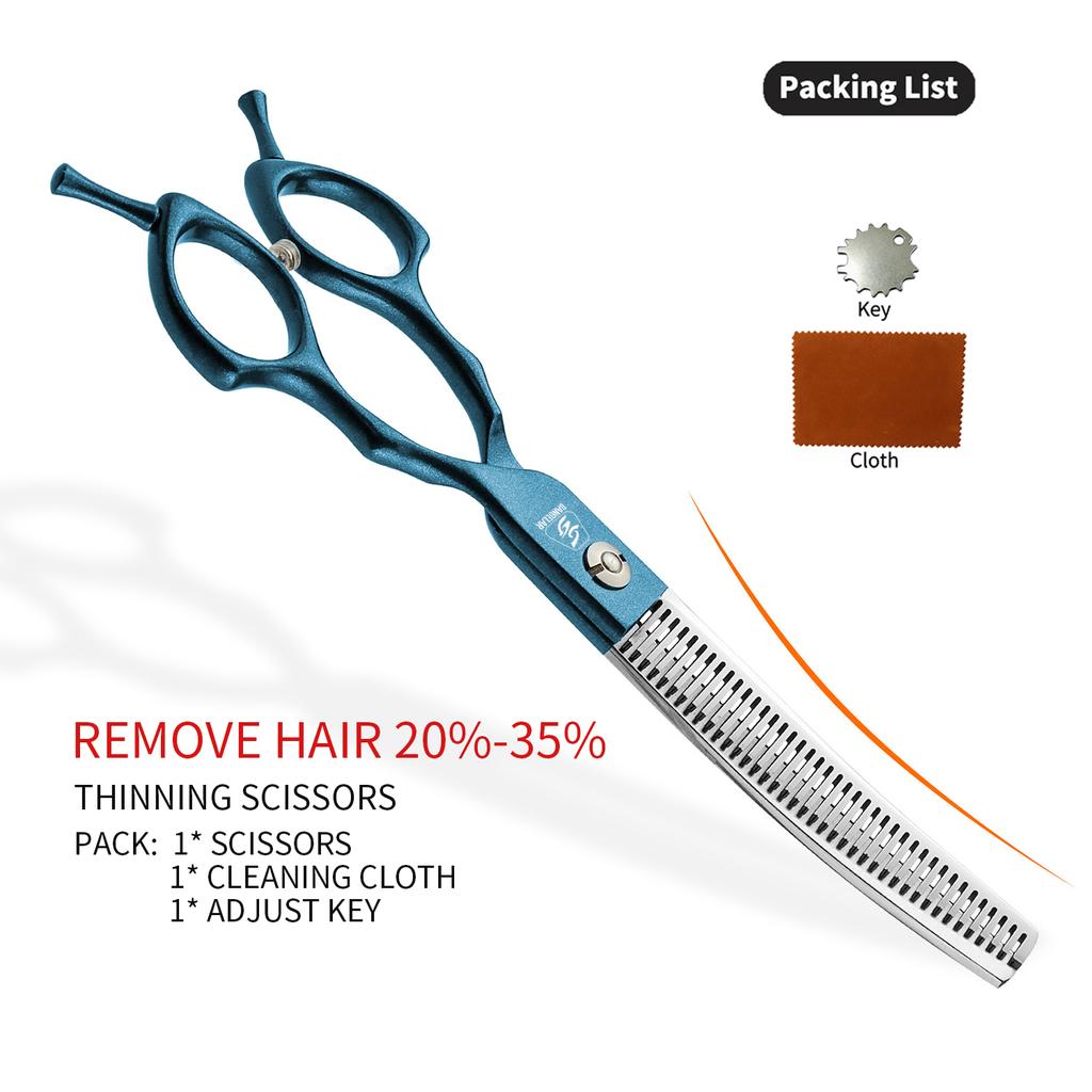 SANGELAR 6,5-дюймовые синие изогнутые ножницы для груминга домашних животных, могут сгибаться вверх и вниз, удаляют 20%-35% и 45%-60% волос, высококачественный инструмент для груминга